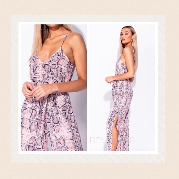 Pants - ZIA Snakeskin Belted Jumpsuit